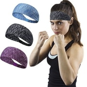 Hisgeru 3 Colors Elastic Polyester Workout Headbands for Women Men Sports Exercise