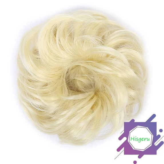 Hisgeru Milky Tousled Messy Bun Hairpiece Hair Extension Ponytail with Elastic Rubber Band