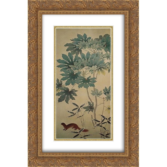 Hishida Shunso 2x Matted 16x24 Gold Ornate Framed Art Print 'Squirrel'