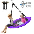 thumbnail image 1 of Hishine 43" 220LBS Saucer Tree Swing for Kids, Waterproof Flying Saucer Swing with A Swivel, Hanging Straps, Adjustable Ropes, Round Mat Spinner Swing for indoor/playground swing set,Purple, 1 of 8