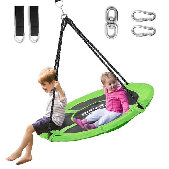 Hishine 43" Saucer Tree Swing for Kids, 360 Rotate Waterproof swing, green