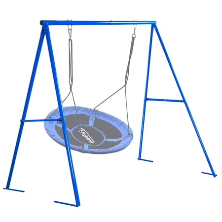 Hishine Swing Stand for Porch Outdoor Heavy Duty Swing Frame, Full Steel Metal Frame with 4 Ground Pegs, 71" Height Holds Up to 550lbs (Swing NOT Included)