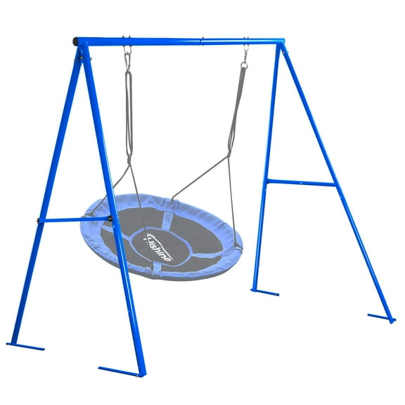 Hishine A Frame Swing Stand Heavy Duty Sturdy Metal Frame Large Size with Ground Anchored All Weather Usage for Backyard
