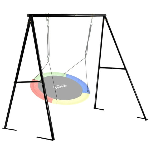 Hishine A Frame Swing Stand Heavy Duty Sturdy Metal Frame Large Size with Ground Anchored All Weather Usage for Backyard, 71" Height Holds Up to 550lbs (Swing NOT Included)