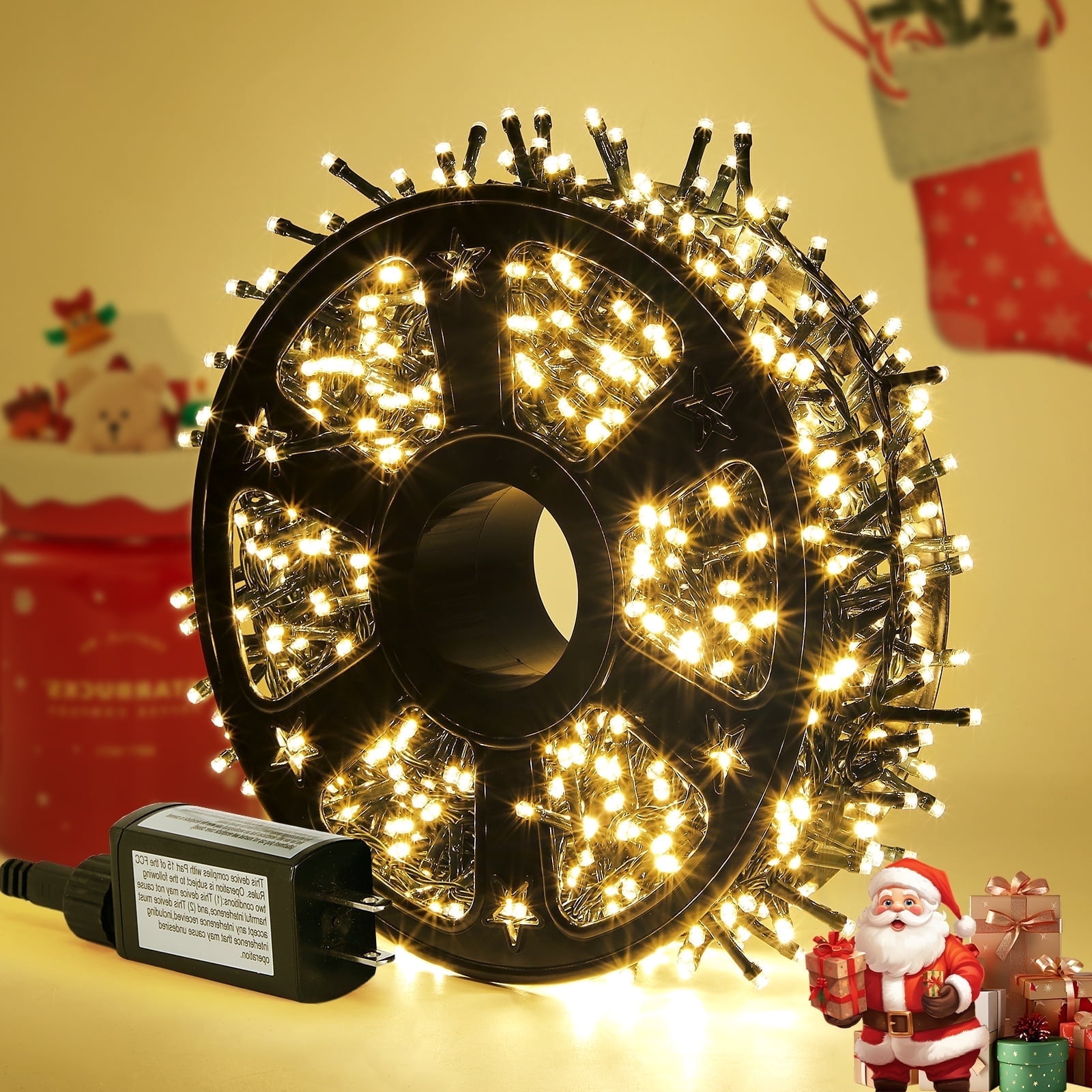 Hishine Outdoor Christmas Lights 164FT 1000LED, String Lights Indoor 8 Modes Waterproof Plug in Christmas Tree Light for Holiday, Warm White