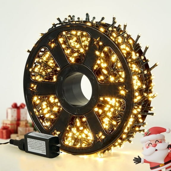 Hishine Outdoor Christmas Lights 82FT 1000LED, String Lights Indoor 8 Modes Waterproof Plug in Christmas Tree Light for Holiday, Warm White