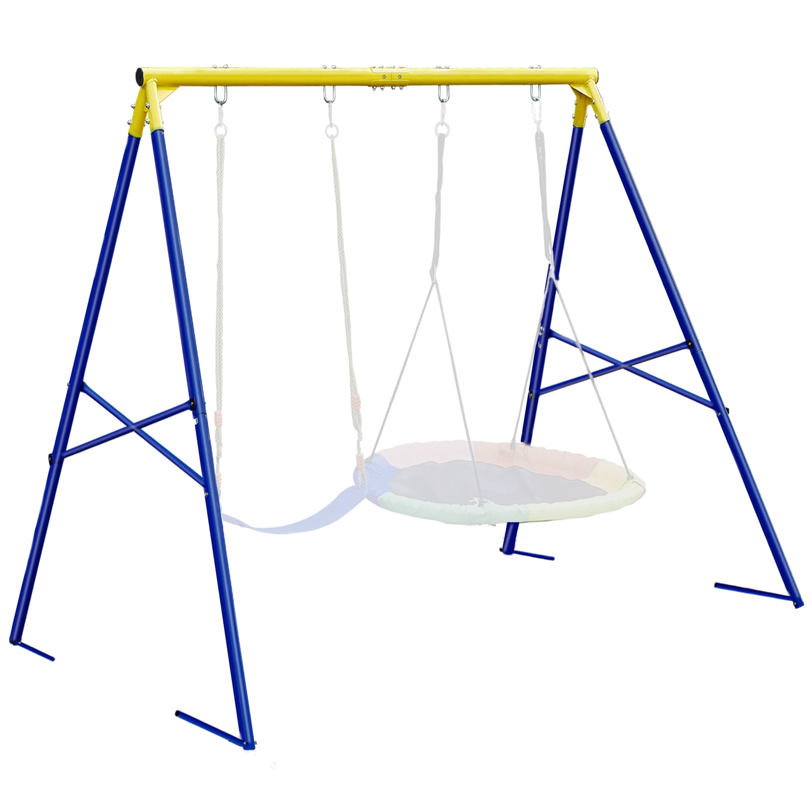 Hishine Swing Stand Metal Frame for Backyard, Heavy Duty Full Steel A-Frame with Ground Stakes, Fits 2 Swings Extra Large Outdoor 550lbs