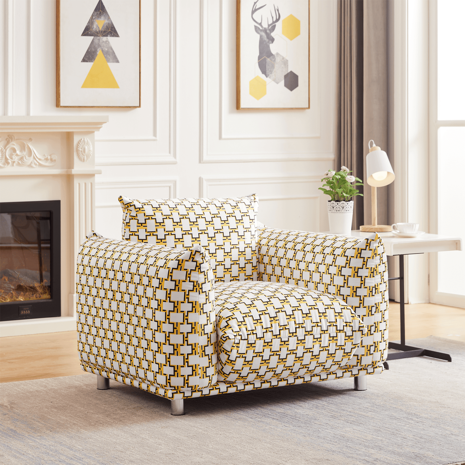 Yellow discount plaid chair