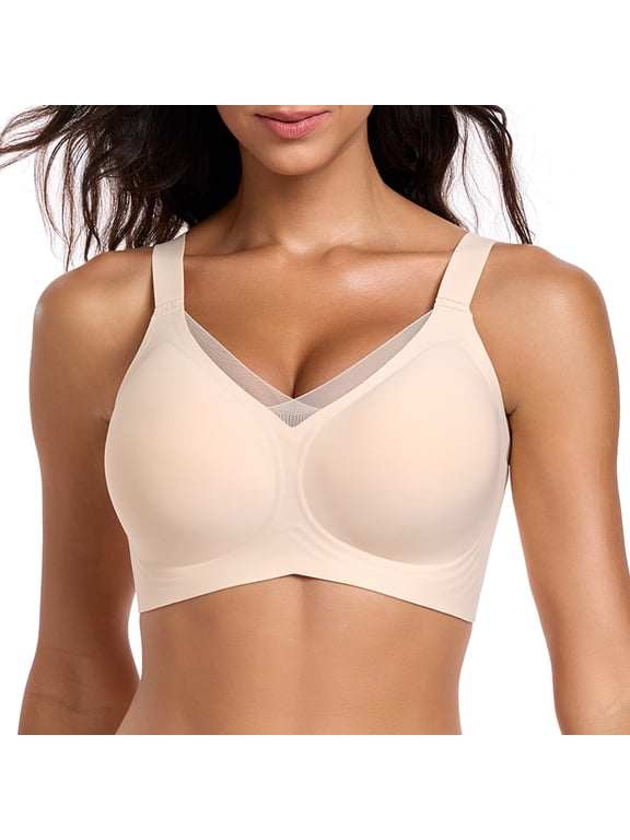 Jelly Bras for Women Push Up Bra Mesh Comfortable Support Wide Strap Supportive Full Coverage Plus Size Wireless Bras