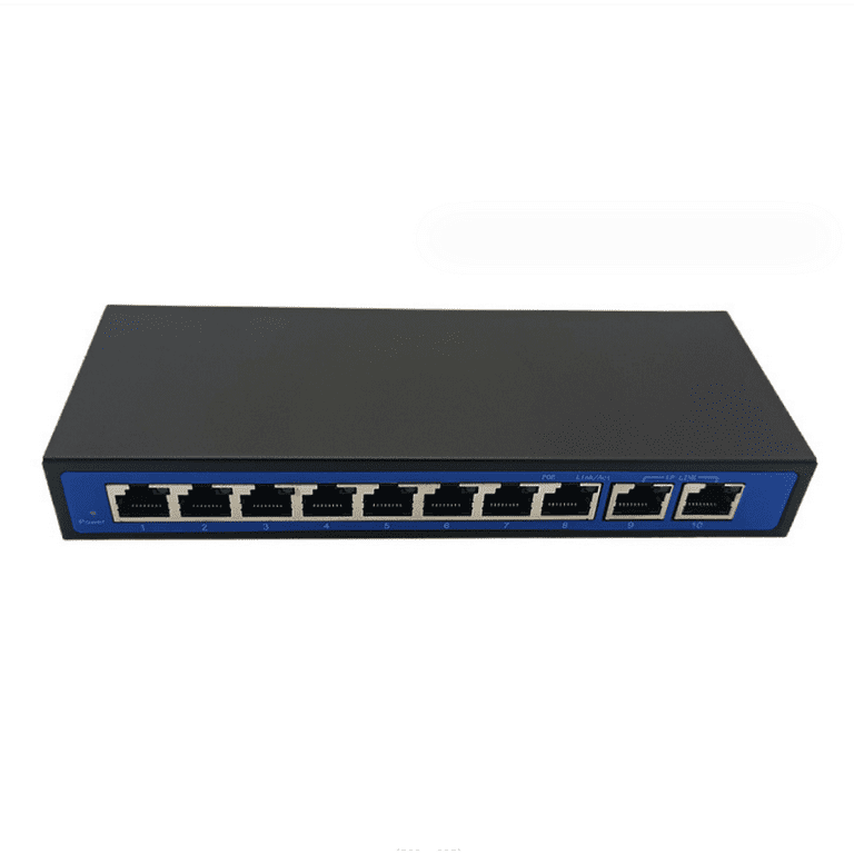 Hisource 8-port 10/100Mbps 12V-55V Common Smart Ethernet POE Switch With 7-  PoE Ports NO Power Supply