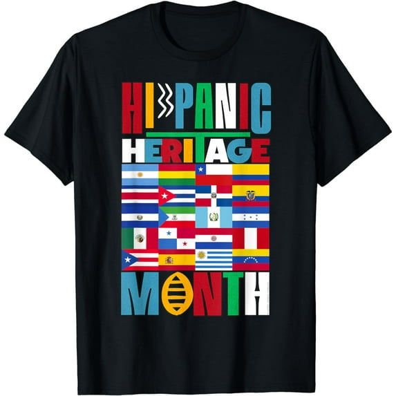 Hispanic Countries Flags Hispanic Heritage Month Pride T-Shirt