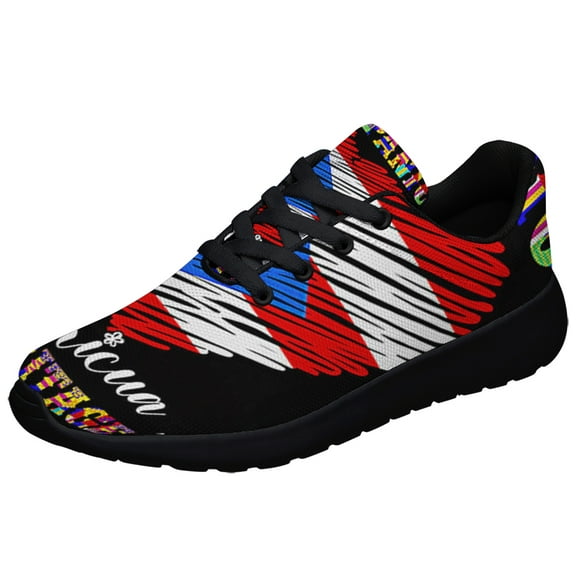 Hispanic Heritage Boricua Puerto Rico Shoes Sneakers Black Size 3.5