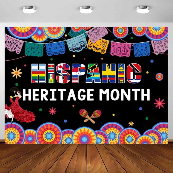 Hispanic Heritage Decoration Bacdrop , 7 x 5 ft National Heritage Month Latin American Background Spanish Hispanic Heritage Month Party Banners for Classroom Home Decoration