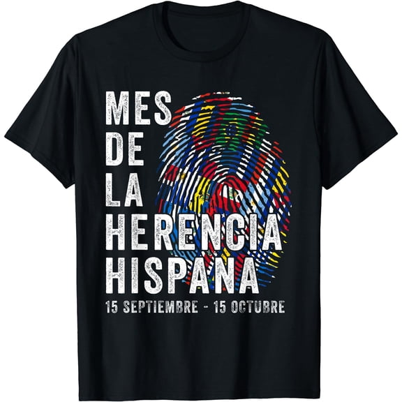 Hispanic Heritage Mes De La Herencia Hispana Fingerprint T-Shirt Black Small