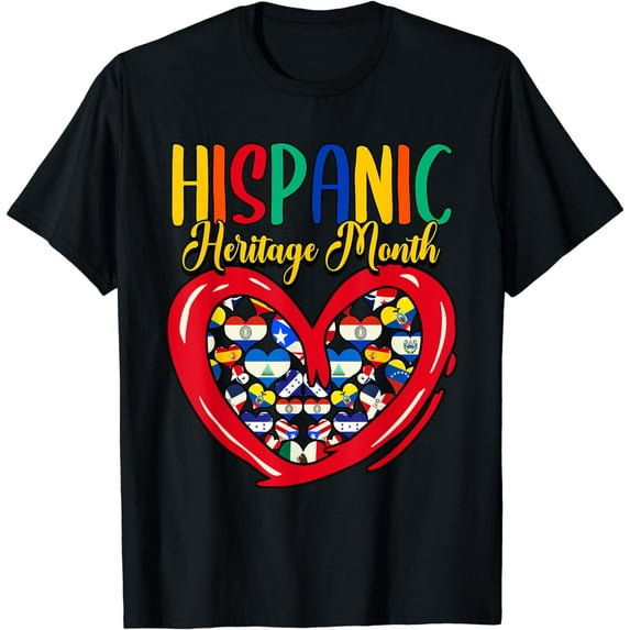 Hispanic Heritage Month All Countries Flags Heart T-Shirt