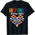 thumbnail image 1 of Hispanic Heritage Month All Countries Flags Heart T-Shirt, 1 of 3