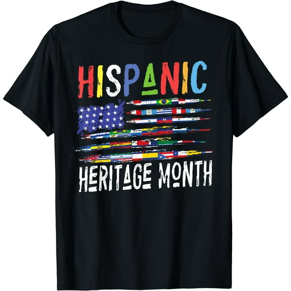 Hispanic Heritage Month All Countries Latino American Flag T-Shirt