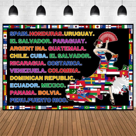 Hispanic Heritage Month Backdrop, Latin American Countries Yard Sign Background Spanish Classroom Decorations, National Hispanic Heritage Month Celebration Events Theme Backdrop 9x6ft
