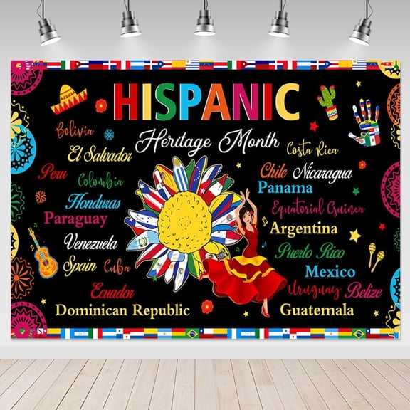 Hispanic Heritage Month Backdrop Latin American Spanish Classroom Background Floral National Hispanic Heritage Month Party Decorations Banner Supplies Photo Booth Props