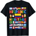 thumbnail image 1 of Hispanic Heritage Month Colombia Flag Latino Countries Flag T-ShirtMen and women, Black T-shirt, size: Extra large, 1 of 4