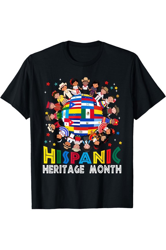 Hispanic Heritage Month Earth Childs Latin Flag Boy Girl Kid T-Shirt