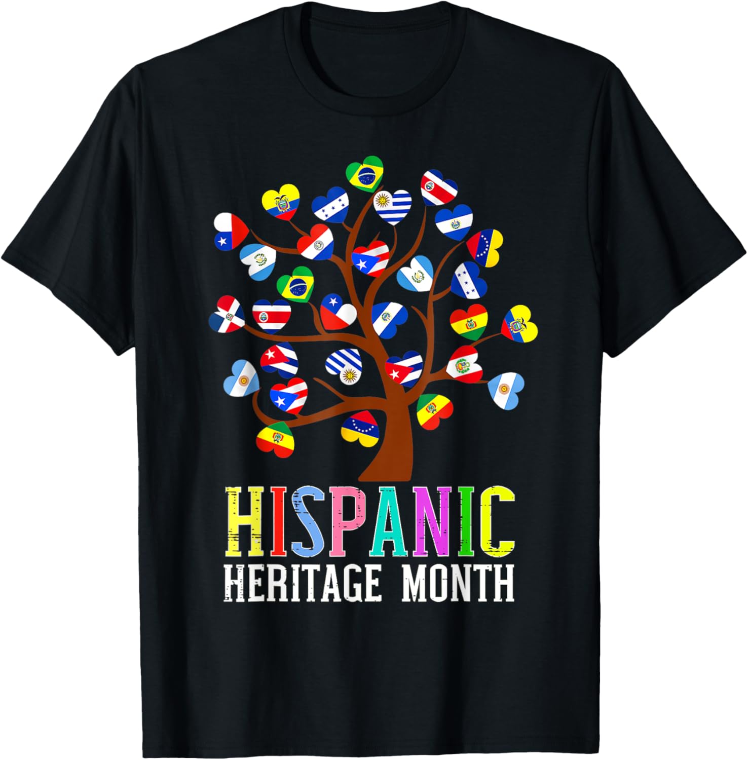 Hispanic Heritage Month Hand National Flag Tree Roots Latino T-Shirt ...