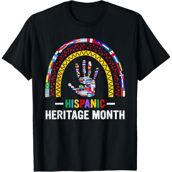 Hispanic Heritage Month Hands Heart Flags Men Women Kid Size T-Shirt mens t shirt,black,women,funny,misfits,men,journey