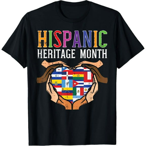 Hispanic Heritage Month Hands Heart Flags Men Women Kids T-Shirt