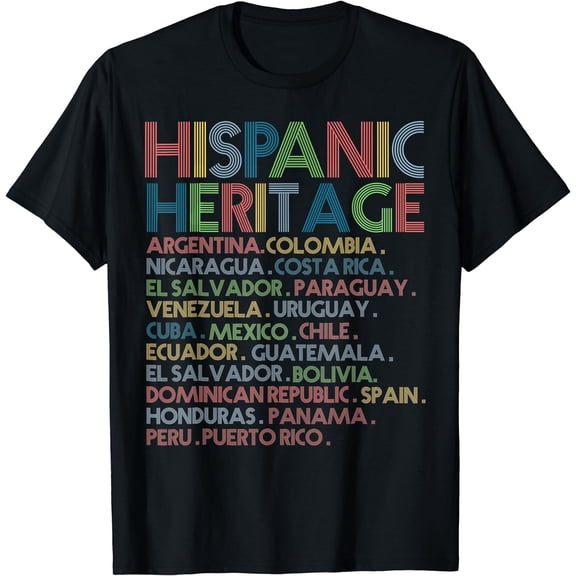 Hispanic Heritage Month Latino All Countries Names T-Shirt
