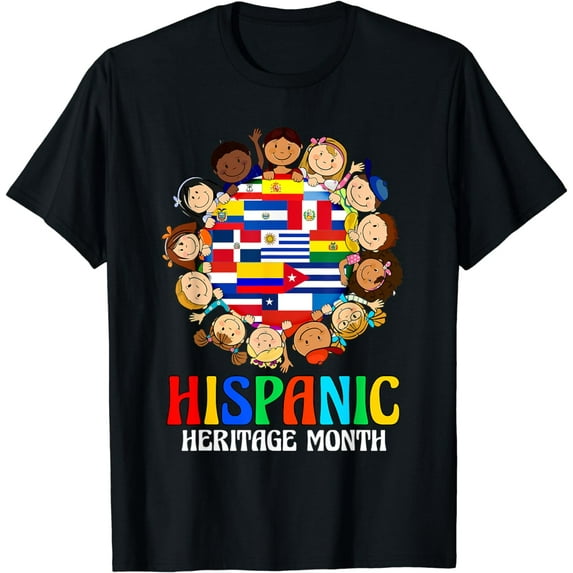 Hispanic Heritage Month Latino Countries Flags Boy Girl Kids T-Shirt