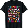 thumbnail image 1 of Hispanic Heritage Month Latino Countries Hands Heart Flags T-ShirtMen and women, Black T-shirt, size: Extra large, 1 of 4