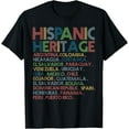 thumbnail image 1 of Hispanic Heritage Month Latino Countries Names Retro Vintage T-Shirt, 1 of 5