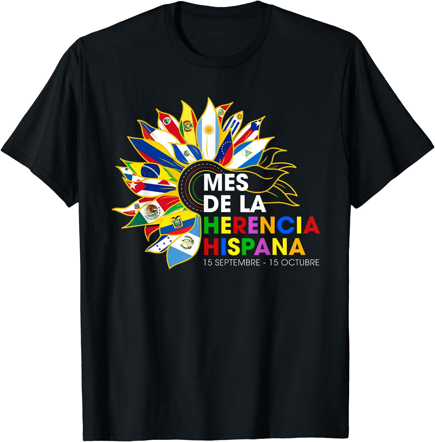 Hispanic Heritage Month Mes De La Herencia Hispana Sunflower T-Shirt ...