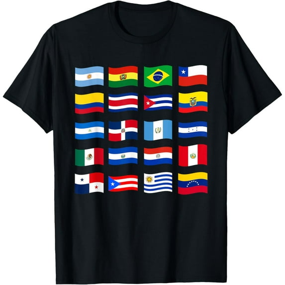 Hispanic Heritage Month National Latino Countries Flags T-Shirt