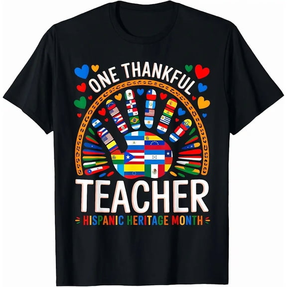 Hispanic Heritage Month One Thankful Teacher Rainbow Flag T-Shirt