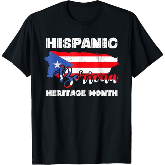 Hispanic Heritage Month Puerto Rico Flag Boricua Kids Rican T-Shirtmen and women can wear, black, white, gifts.S,M,L,XL,2XL,3XL,1052XL