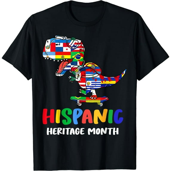 Hispanic Heritage Month Shirt Kids Boys Girl Dinosaur Latino T-Shirt