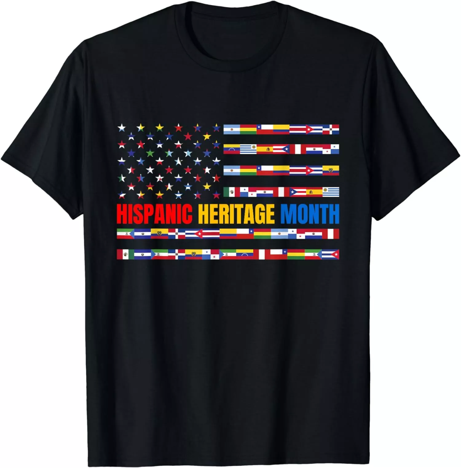 Hispanic Heritage Month USA American Flag National Unisex T-Shirt ...