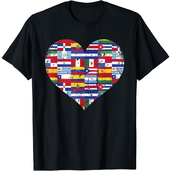 Hispanic Heritage Month all Countries Flags heart men women T-Shirt