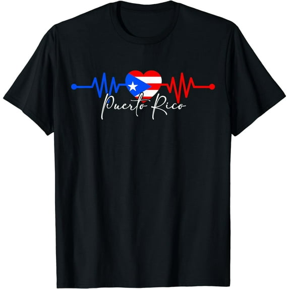 Hispanic Heritage Puerto Rico Flag Heartbeat Puerto Rican T-Shirt
