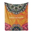 thumbnail image 1 of Hispanic Soft Flannel Fleece Throw Blanket, Themed Illustration with Folkloric Motifs of Cinco de Mayo Image, Cozy Plush for Indoor and Outdoor Use, 70" x 90", Multicolor, by Ambesonne, 1 of 5