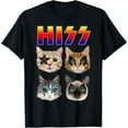 thumbnail image 1 of Hiss Funny Cats Kittens Rock Rockin Short Sleeve T-shirt Gift Tee Pun Tee, 1 of 4
