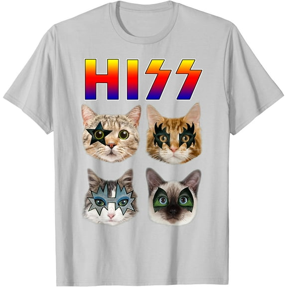 Hiss Funny Cats Kittens Rock Rockin Unisex T-Shirt for Men Women Kids Toddler,Ice Grey Color,Size M