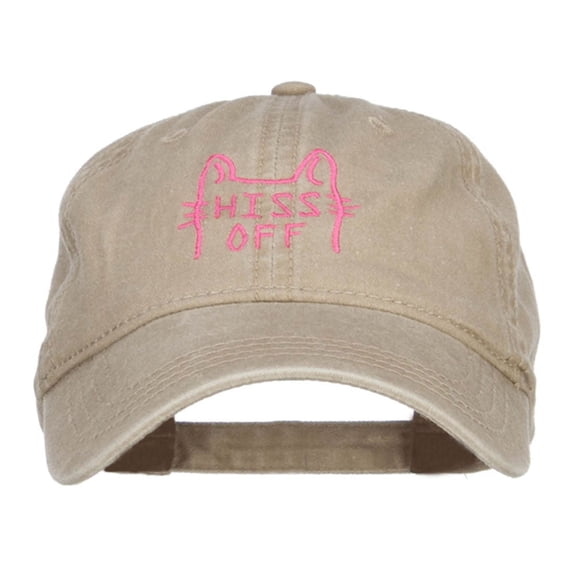 Hiss Off Embroidered Washed Cap - Khaki OSFM