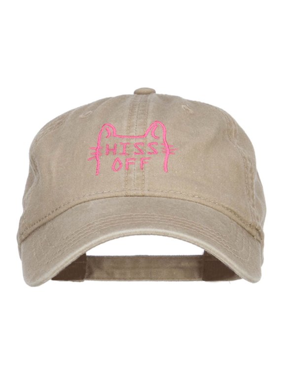 Hiss Off Embroidered Washed Cap - Khaki OSFM