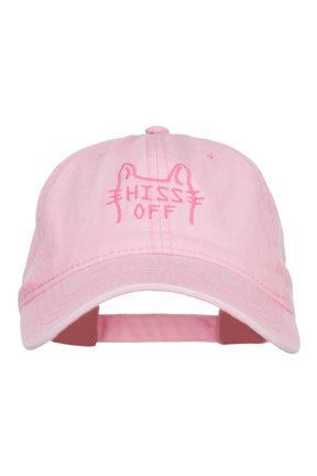 Hiss Off Embroidered Washed Cap - Pink OSFM