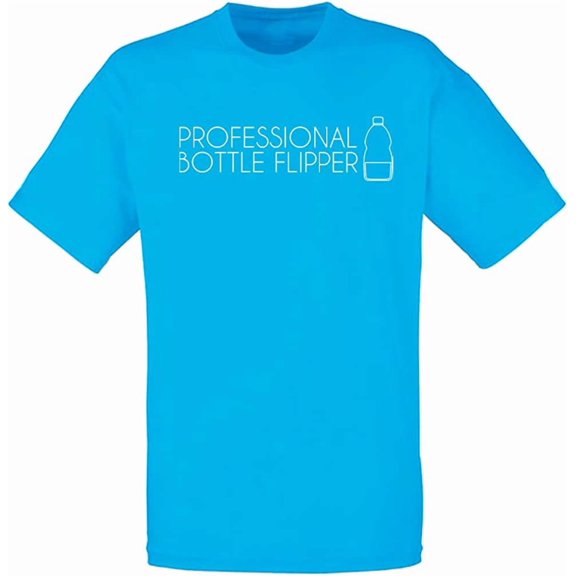 Professional Bottle Flipper, Mens Printed T-Shirt - Azure/White 2XL