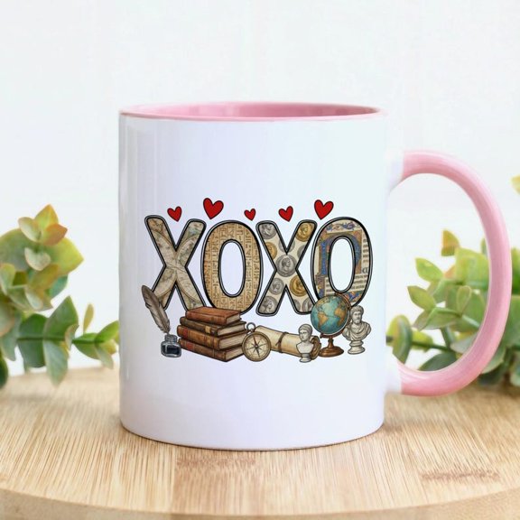 HistoriC1Al Scholar VaL1entine Mug, XOXO B1Ooks Globe Antiquities Coffee Cup, Gift For Historian VaL1entine's Day Mug, VaL1entine Mug