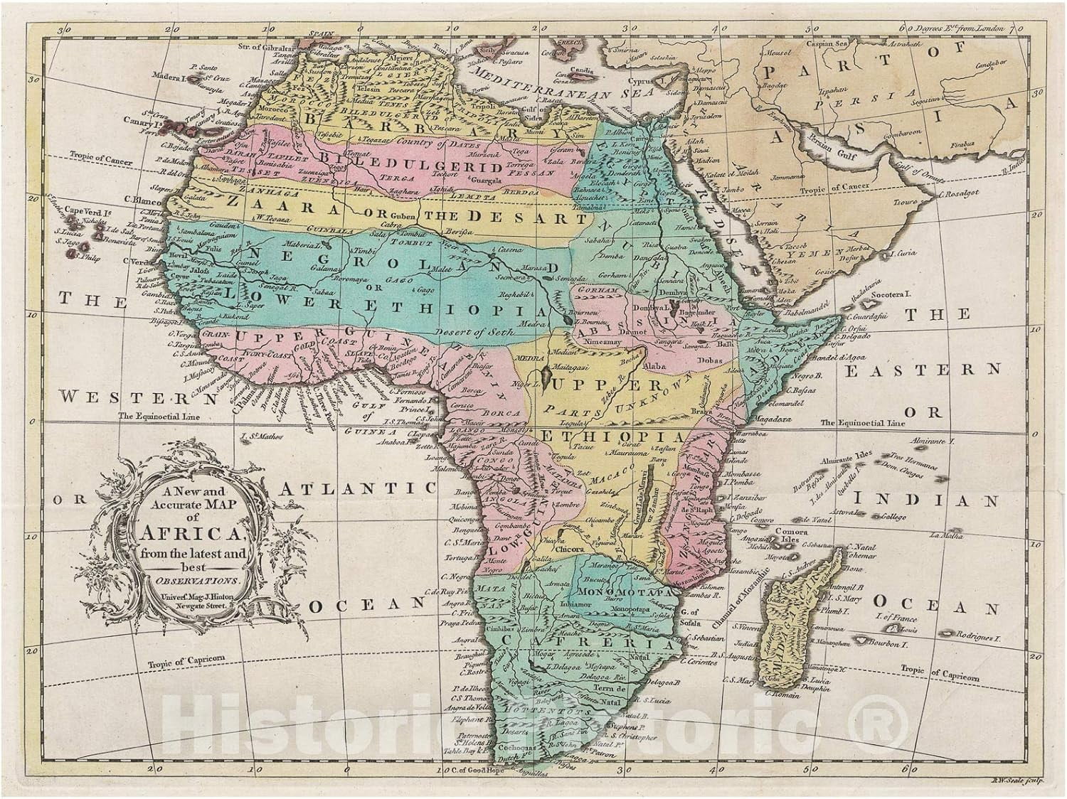Historic 1747 Map A New and Accurate map of Africa, from The Latest