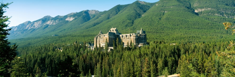 Historic Banff Springs Hotel in Banff National Park Alberta Canada Canvas Art - Panoramic Images (6 x 18)